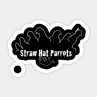 Straw Hat Parrots Outline White Sticker